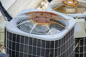 An air conditioning unit in disrepair