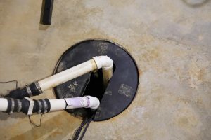 A basement sump pump